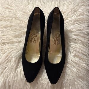 Salvatore Ferragamo Classic Satin Black Heels 9.5